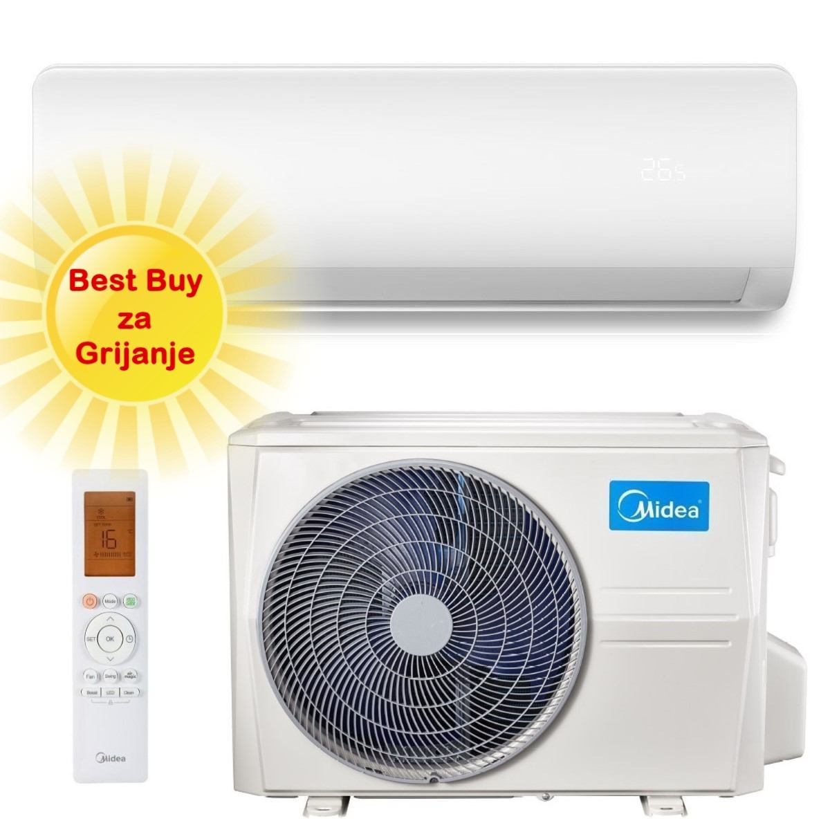 MIDEA KLIMA UREĐAJ 3,5kW MSAGBU-12HRFN8 / MOX230-12HFN8 - XTREME INVERTER Save Pro, za prostor do 35m2, A++ energetska klasa
