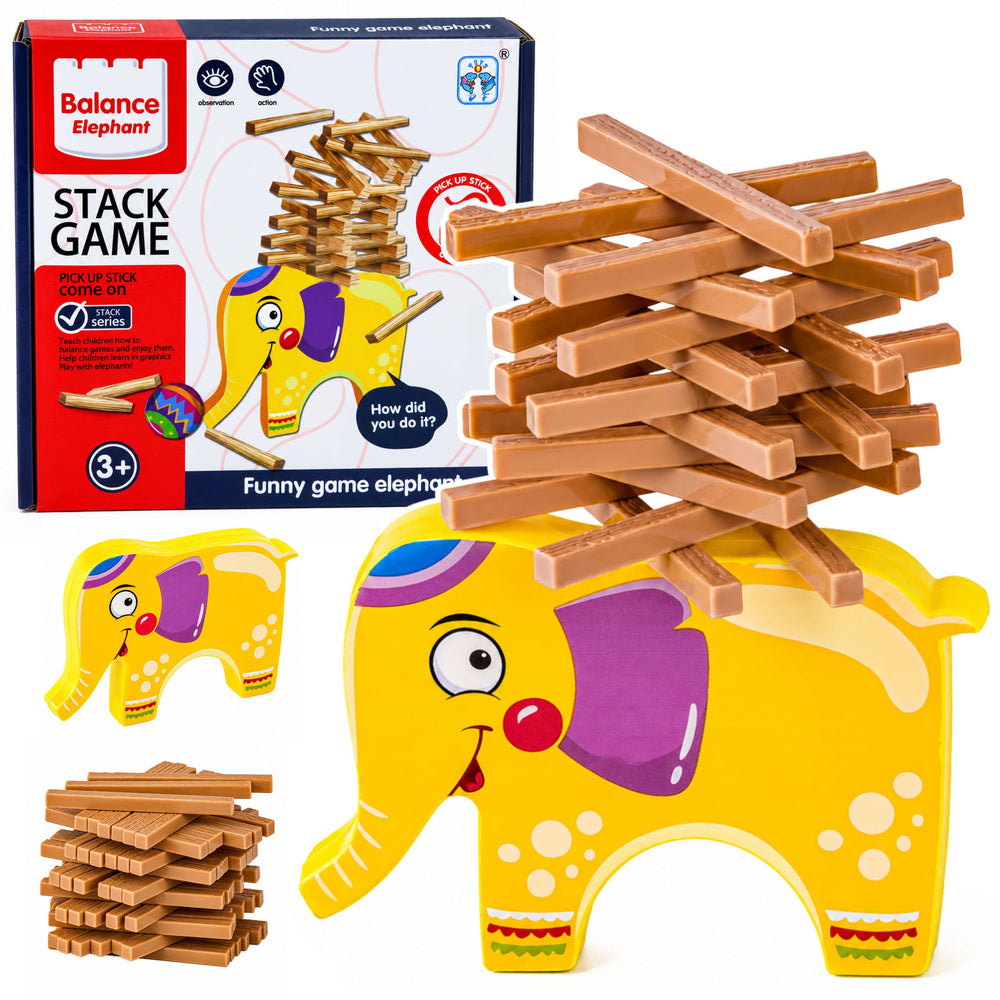 Skill Game Balancing Elephant Build a Tower of Blocks Elephant 61 pcs.