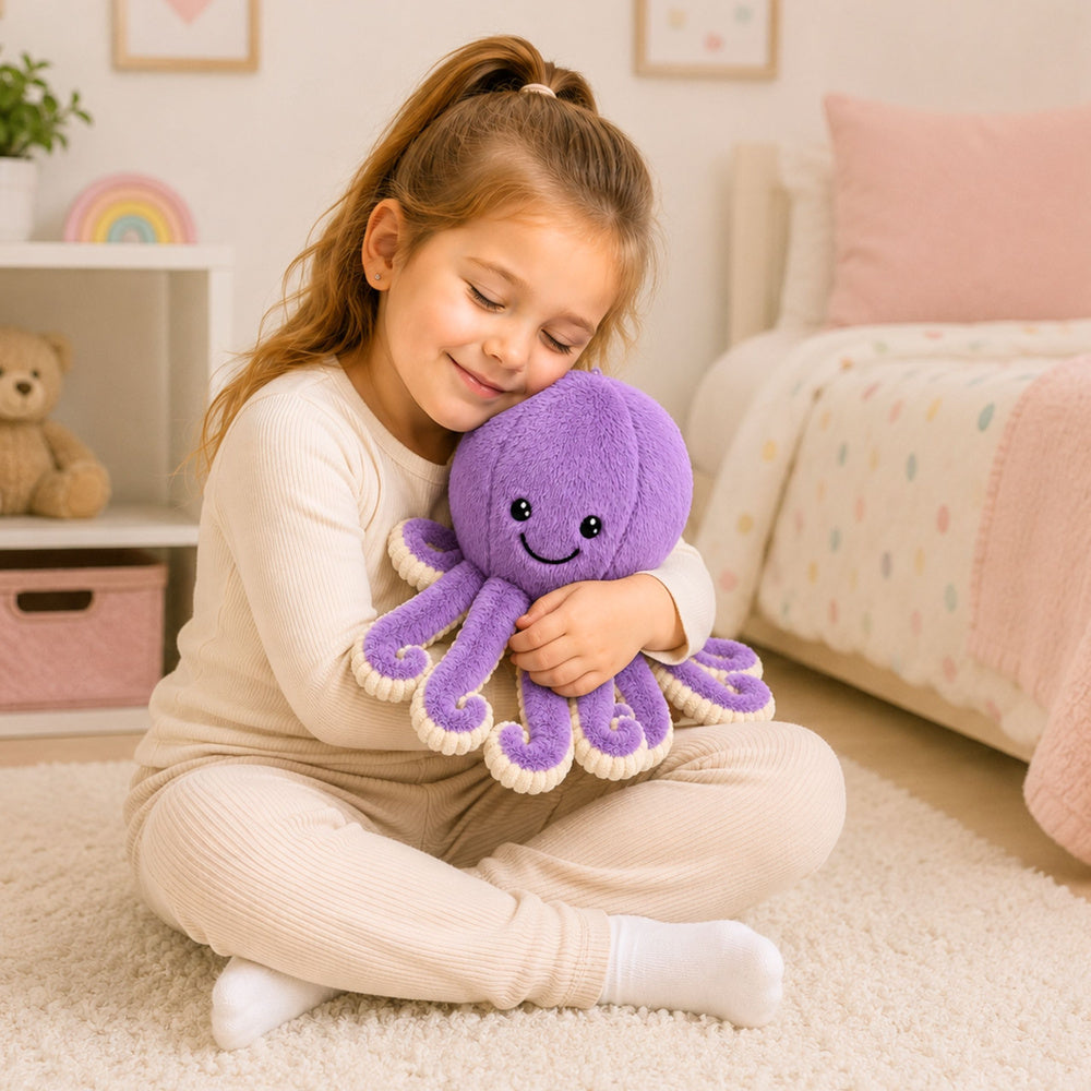 Plush Octopus Plush Toy Cuddly Toy with Elastic Tentacles Purple 30 cm