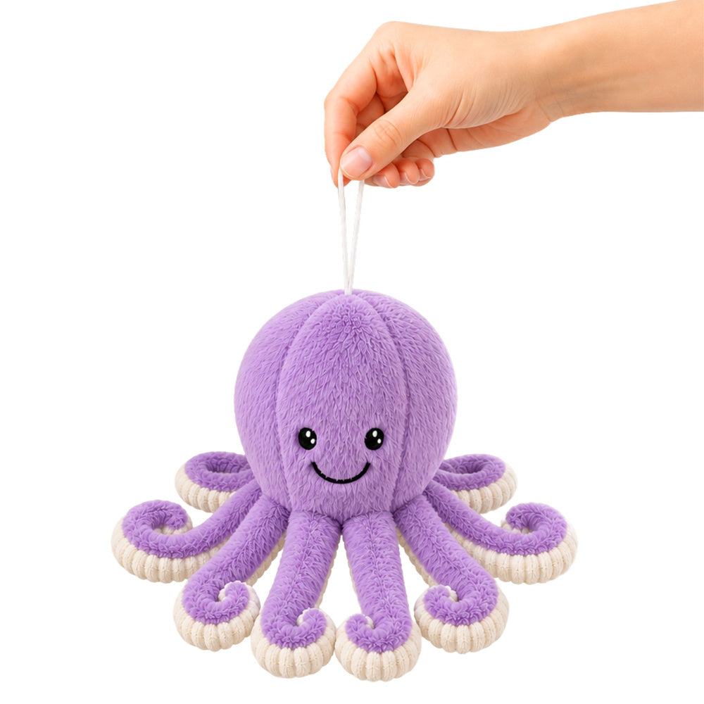 Plush Octopus Plush Toy Cuddly Toy with Elastic Tentacles Purple 30 cm