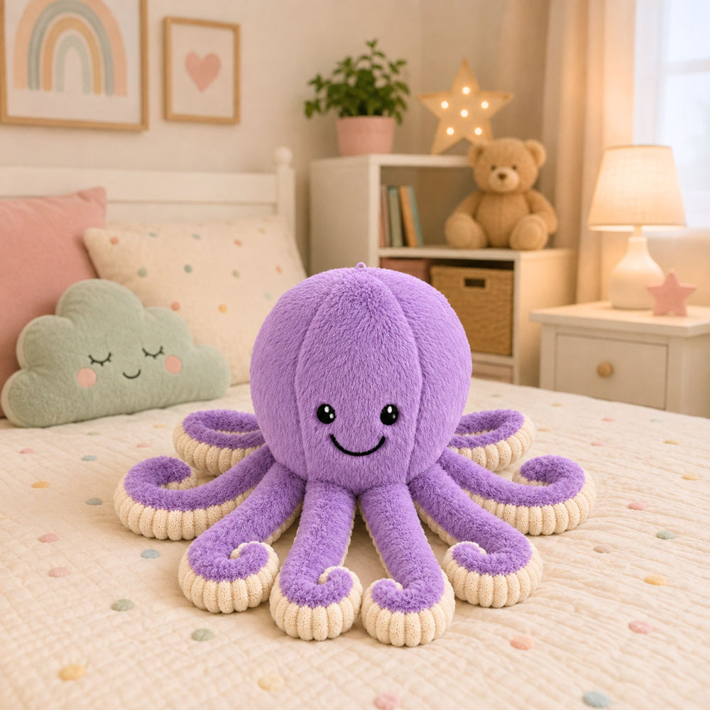Plush Octopus Plush Toy Cuddly Toy with Elastic Tentacles Purple 30 cm