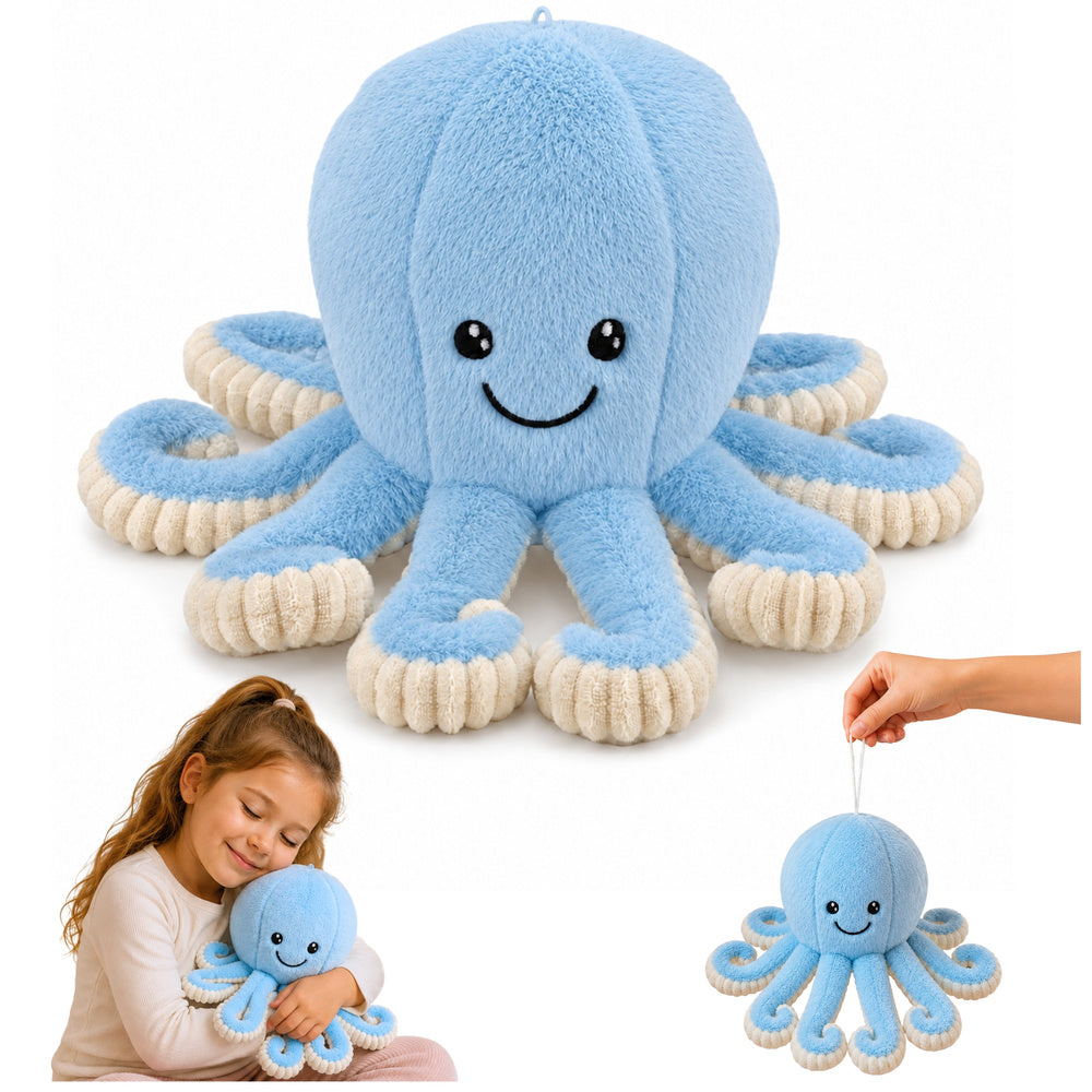 Plush Octopus Plush Toy Cuddly Toy with Elastic Tentacles Blue 30 cm