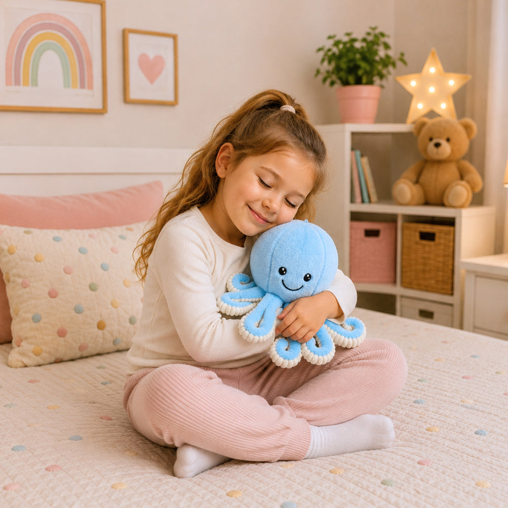 Plush Octopus Plush Toy Cuddly Toy with Elastic Tentacles Blue 30 cm