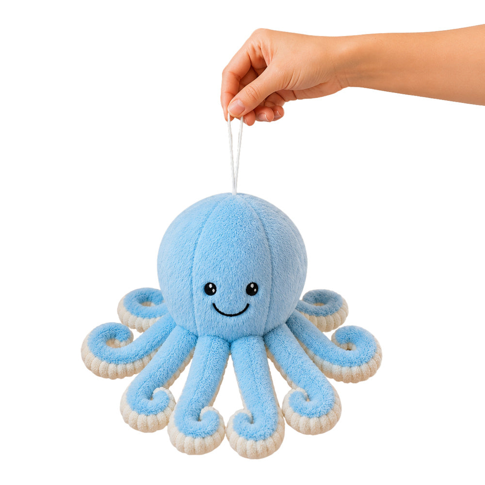 Plush Octopus Plush Toy Cuddly Toy with Elastic Tentacles Blue 30 cm