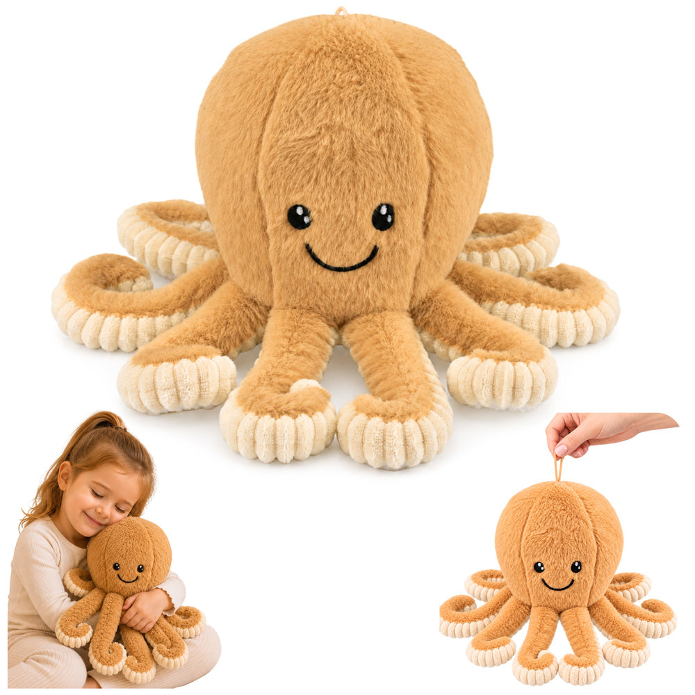 Plush Octopus Plush Toy Cuddly Toy with Elastic Tentacles Beige 30 cm