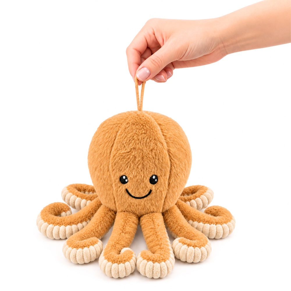 Plush Octopus Plush Toy Cuddly Toy with Elastic Tentacles Beige 30 cm