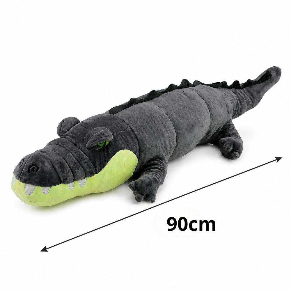 Plush Crocodile Mascot Cuddly Toy Realistic Gray 90 cm