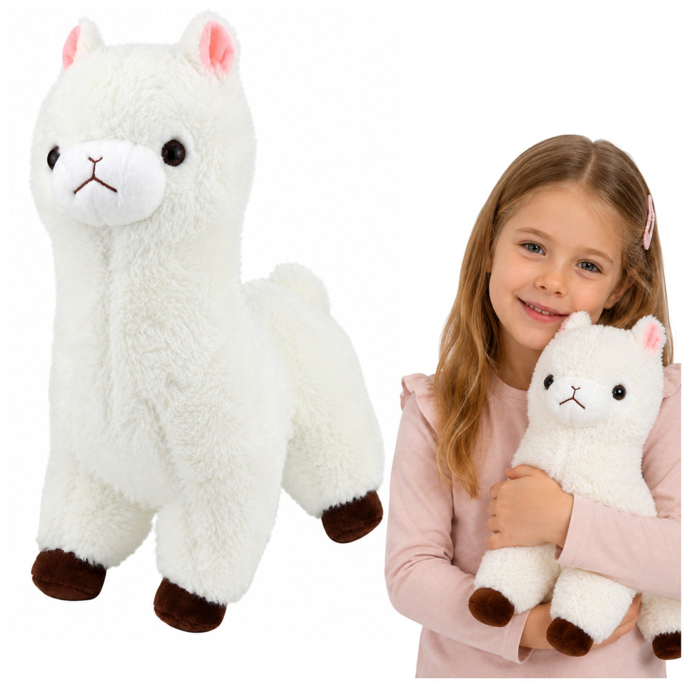 Plush Alpaca Plush Toy Soft White Fur 28 cm