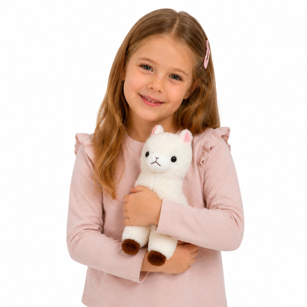 Plush Alpaca Plush Toy Soft White Fur 28 cm