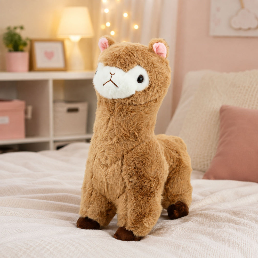 Plush Alpaca Plush Toy Cuddly Toy Soft Fur Beige 28 cm