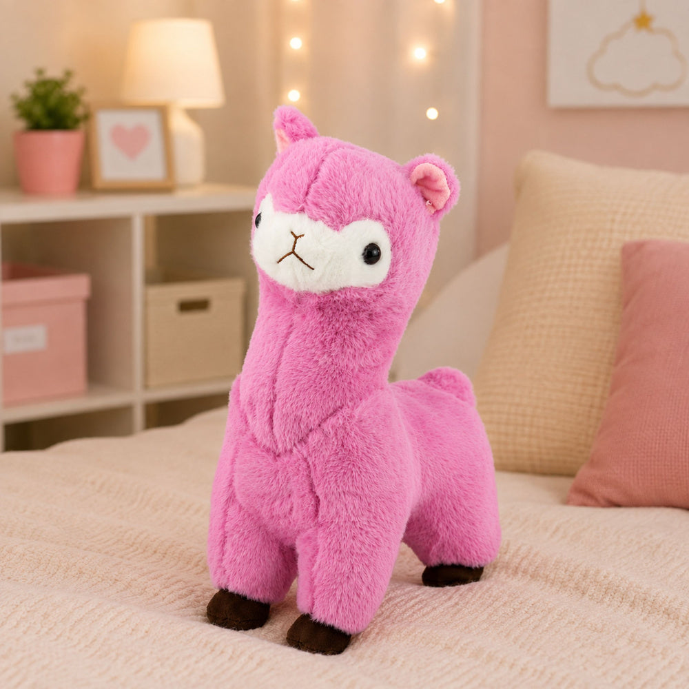 Plush Alpaca Llama Plush Toy Cuddly Toy Soft Fur Pink 28 cm
