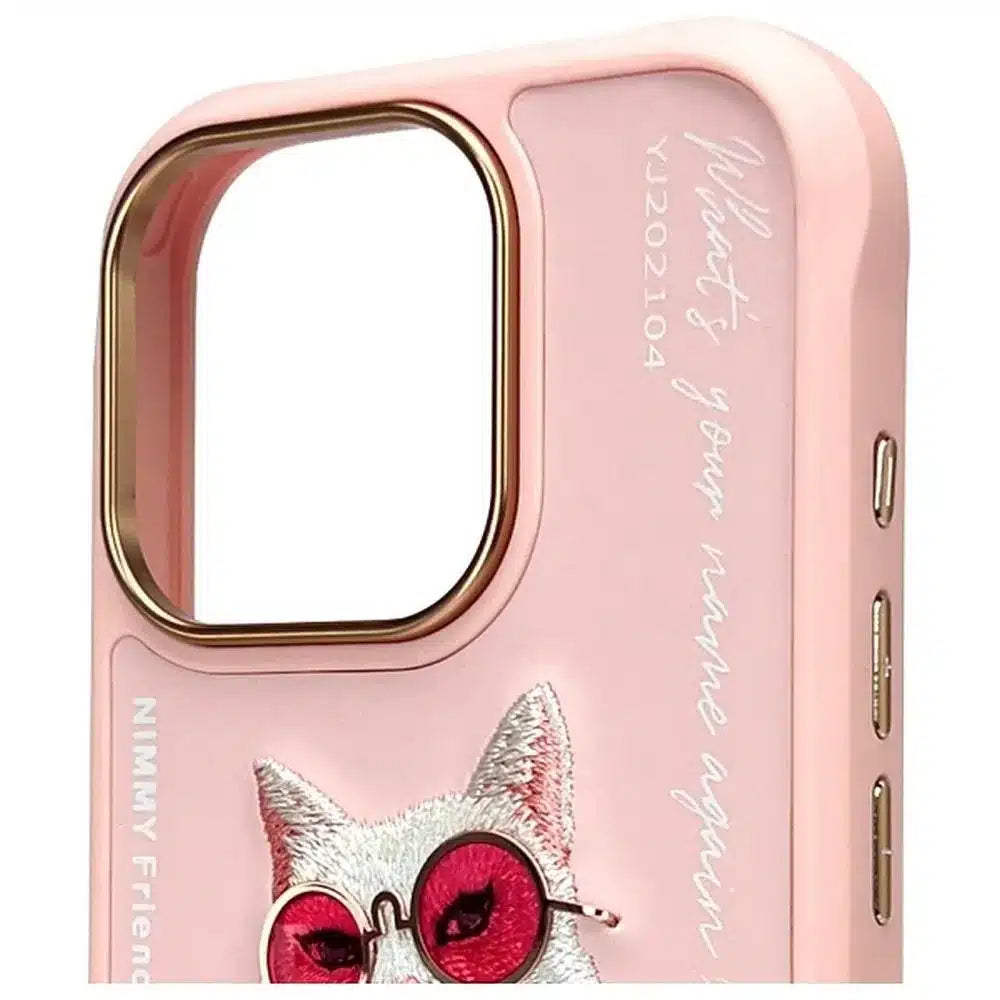 NIMMY GLASSES COOL CAT etui za iPhone 16 Pro roza