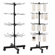 Rotating Display Shelf Hanger 4-Tier On Wheels Black 40x150cm