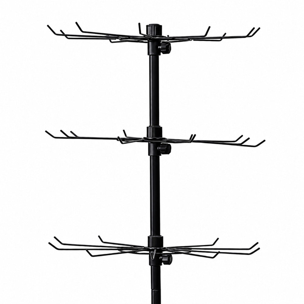 Rotating Display Shelf Hanger 4-Tier On Wheels Black 40x150cm