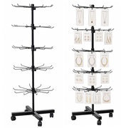 Rotating Display Shelf Hanger 5-Tier On Wheels Black 40x150cm