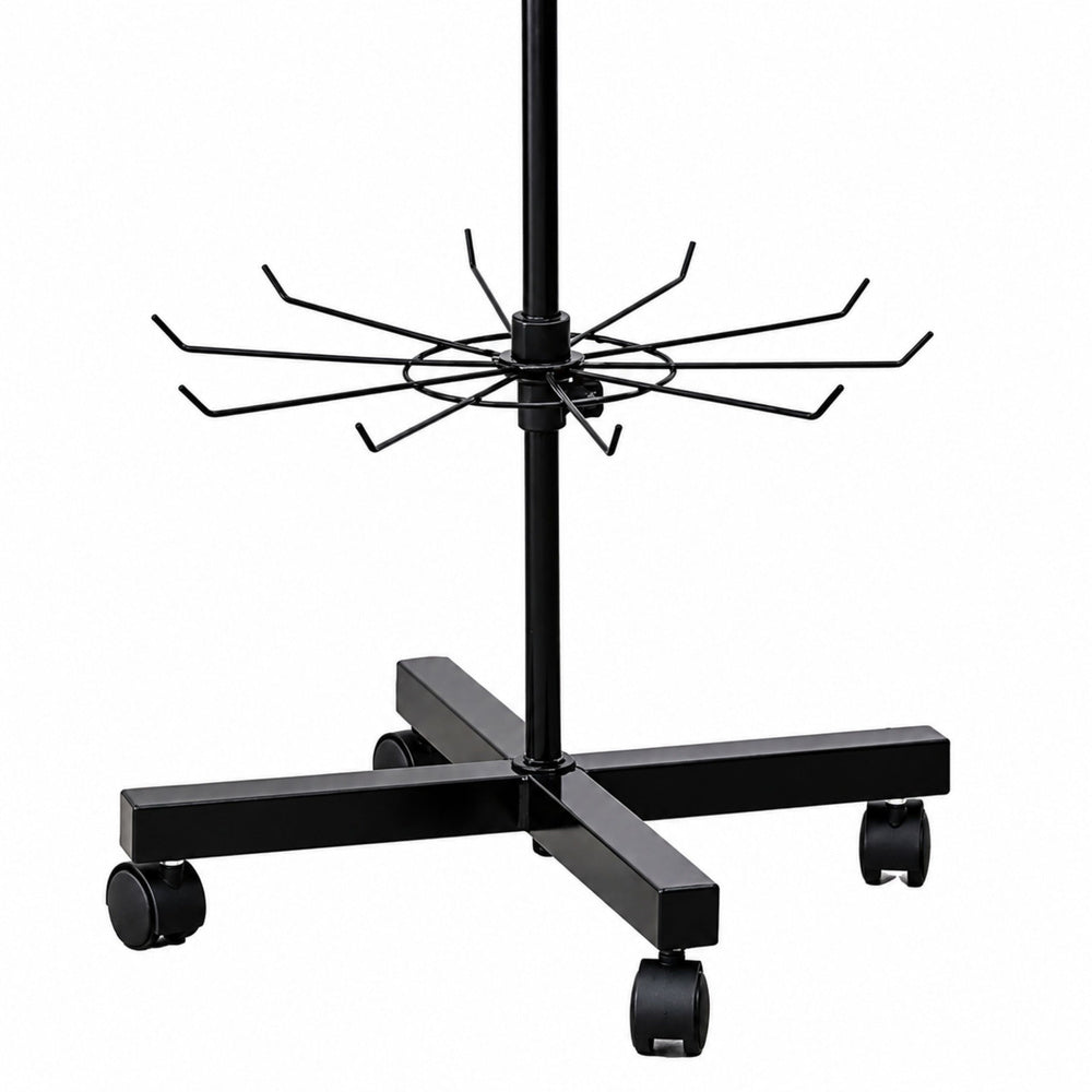 Rotating Display Shelf Hanger 5-Tier On Wheels Black 40x150cm