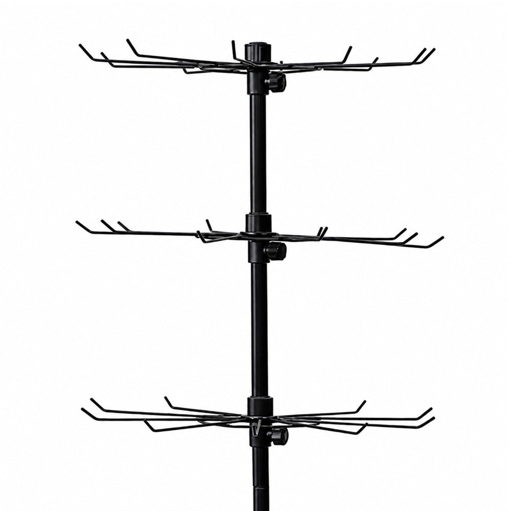 Rotating Display Shelf Hanger 5-Tier On Wheels Black 40x150cm