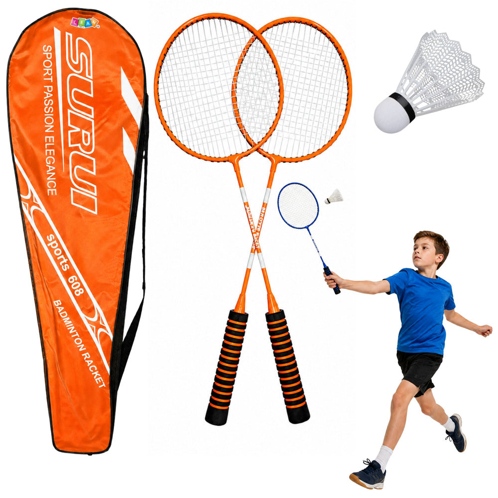 Reketi za badminton sa futrolom i lopticom 4u1 - narančasti