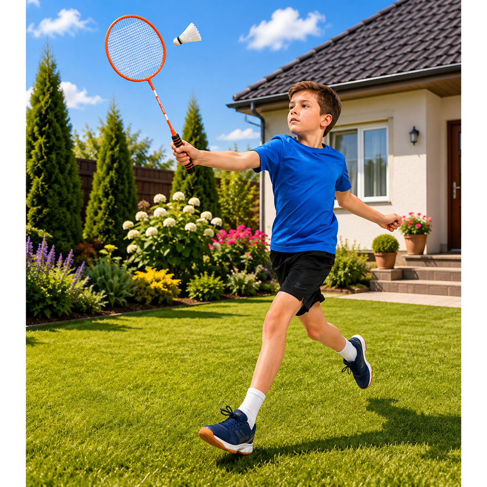Reketi za badminton sa futrolom i lopticom 4u1 - narančasti