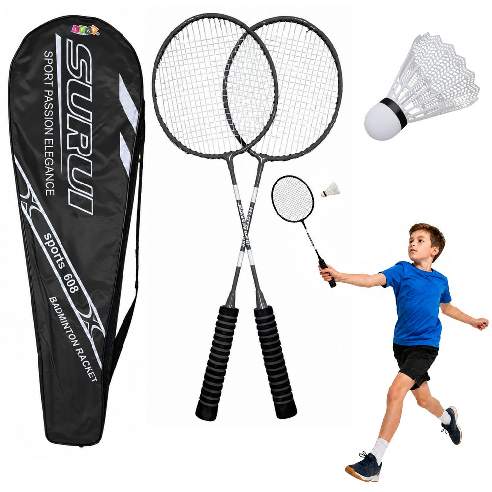 Reketi za badminton sa futrolom i lopticom 4u1 - crni