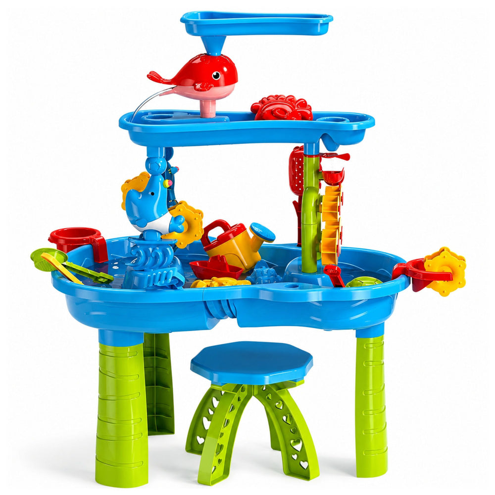 Multi-level Water Table Playground with Chair Accessories Molds 63cm