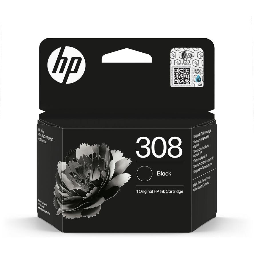HP 308 Black Original Ink Cartridge spremnik s tintom 1 kom Standardni prinos Crno
