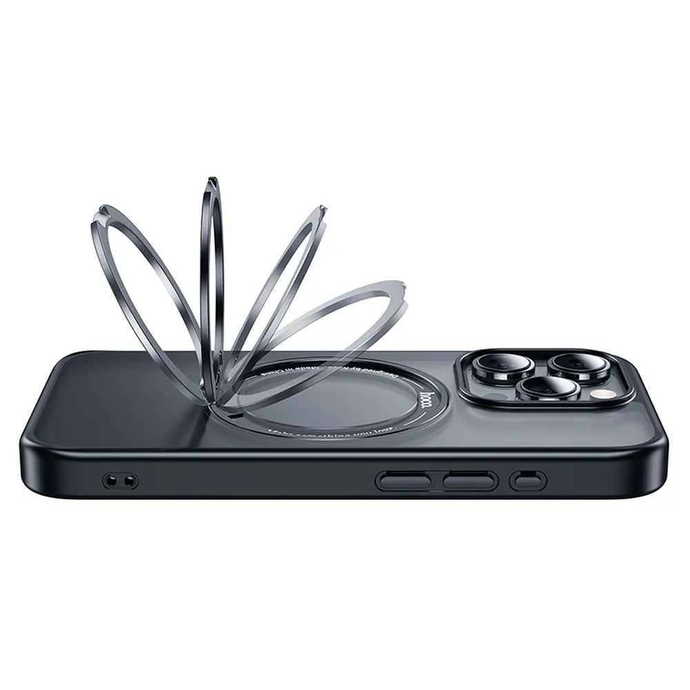 HOCO AS1 etui z vrtljivim obročkom, združljivim z MagSafe, za IPHONE 15 PRO MAX črne barve