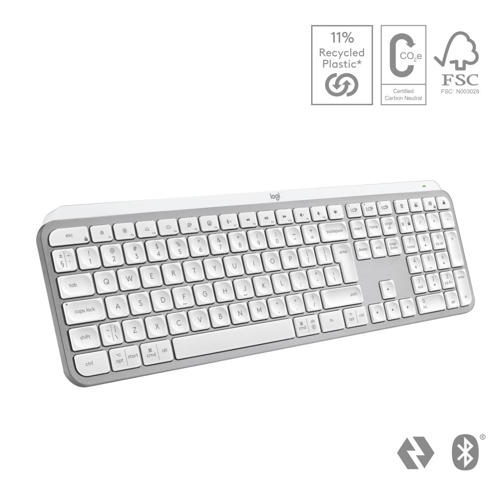 Logitech MX Keys S tipkovnica RF bežični + Bluetooth QWERTY US Međunarodna Aluminij, Bijelo