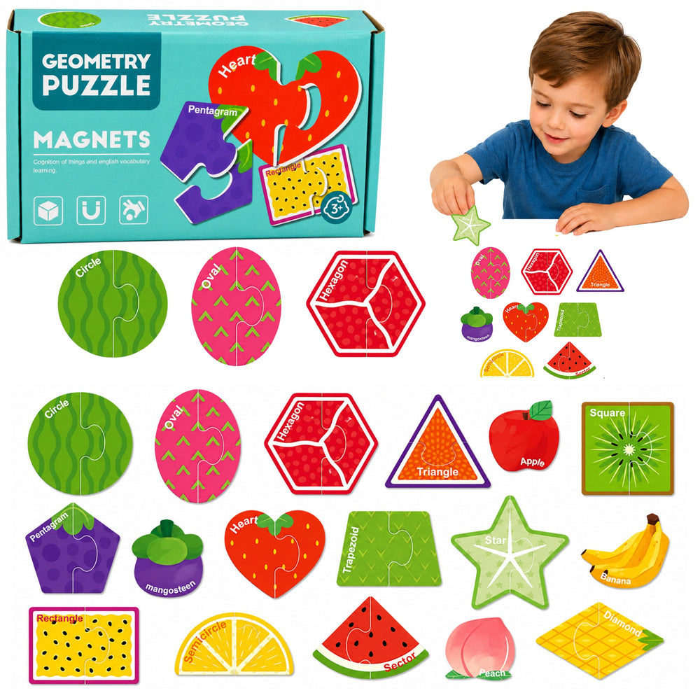Magnetic Puzzle Learning Fruits Magnets for Blackboards and Refrigerators 30 Pieces.
