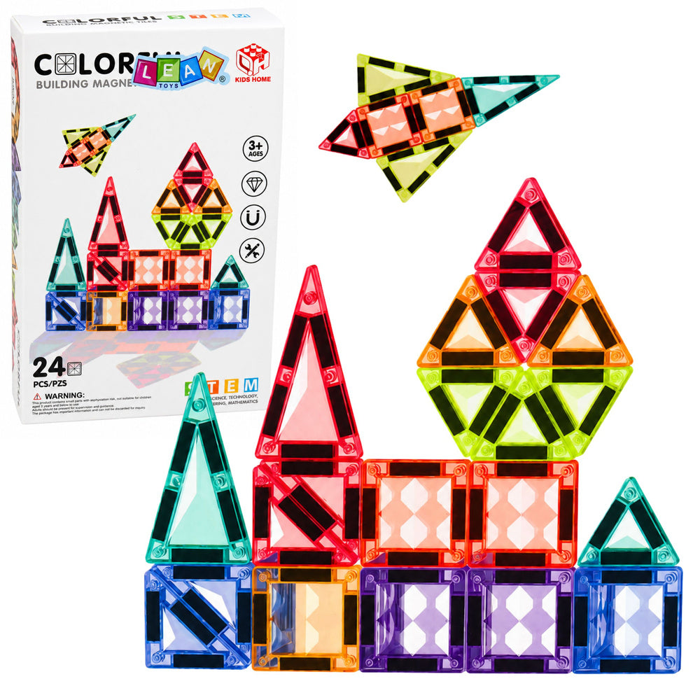 Magnetic Construction Blocks 3D Panels Creative STEM Colorful 24 pcs.