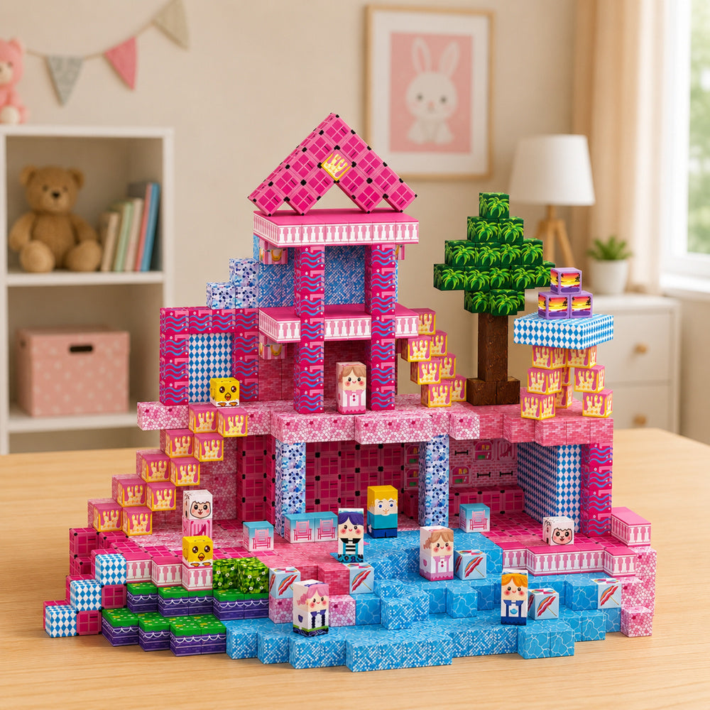 Magnetic Blocks Pixels Cubes Dice Pixel World Pink 100 pcs.