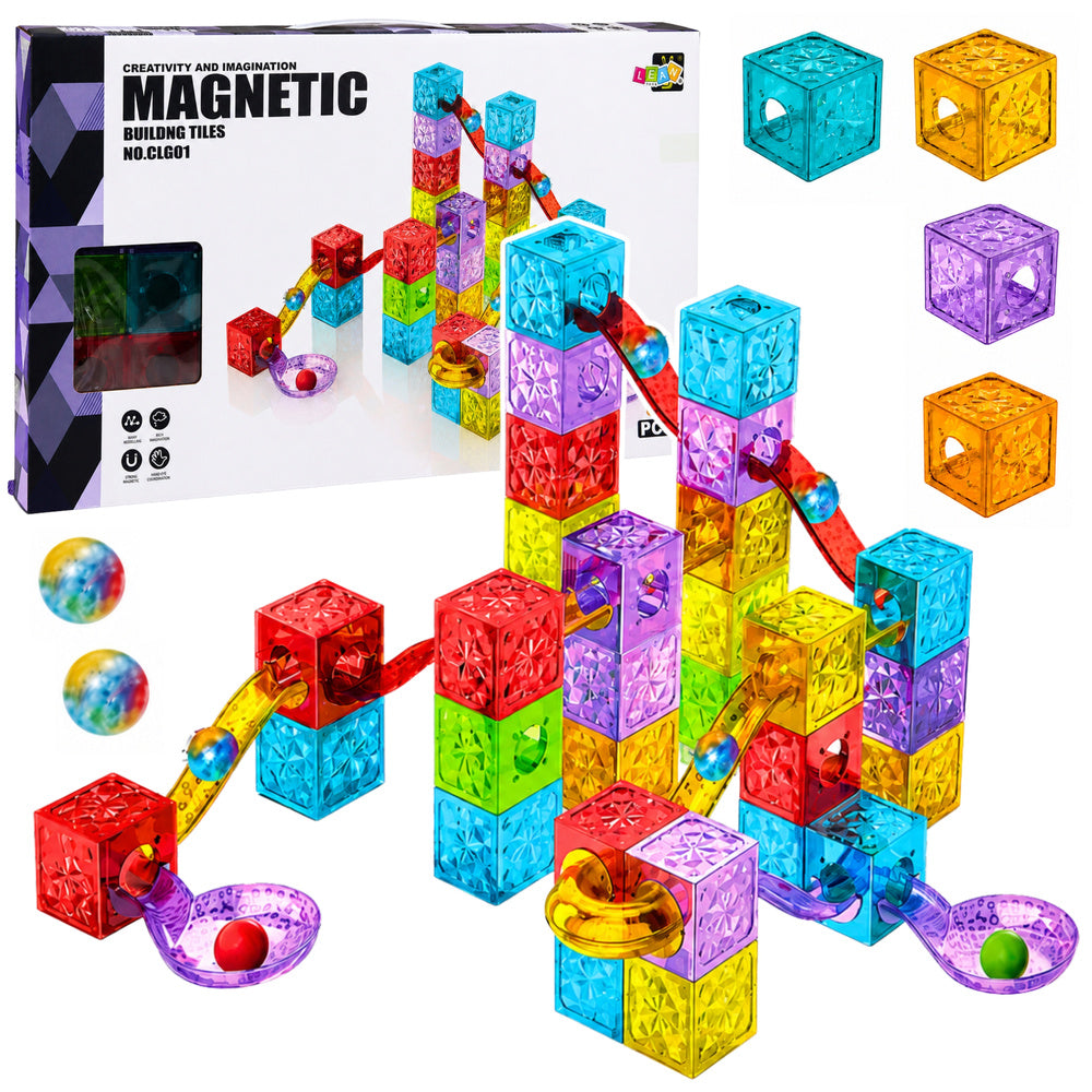Magnetic Construction Blocks Panels Ball Track Colorful 60 pcs.