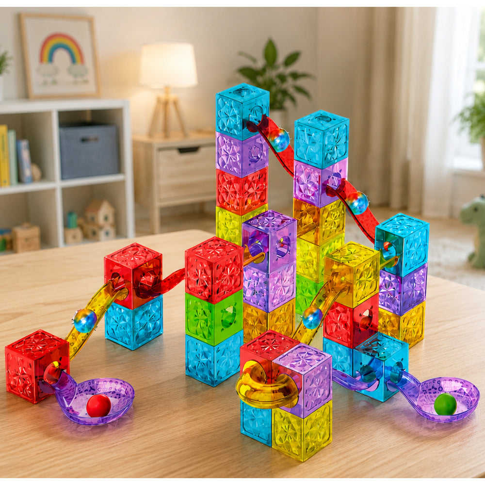 Magnetic Construction Blocks Panels Ball Track Colorful 60 pcs.