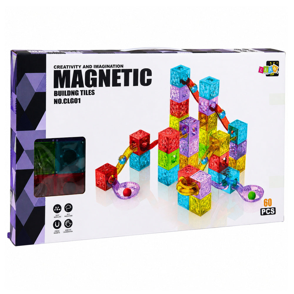 Magnetic Construction Blocks Panels Ball Track Colorful 60 pcs.