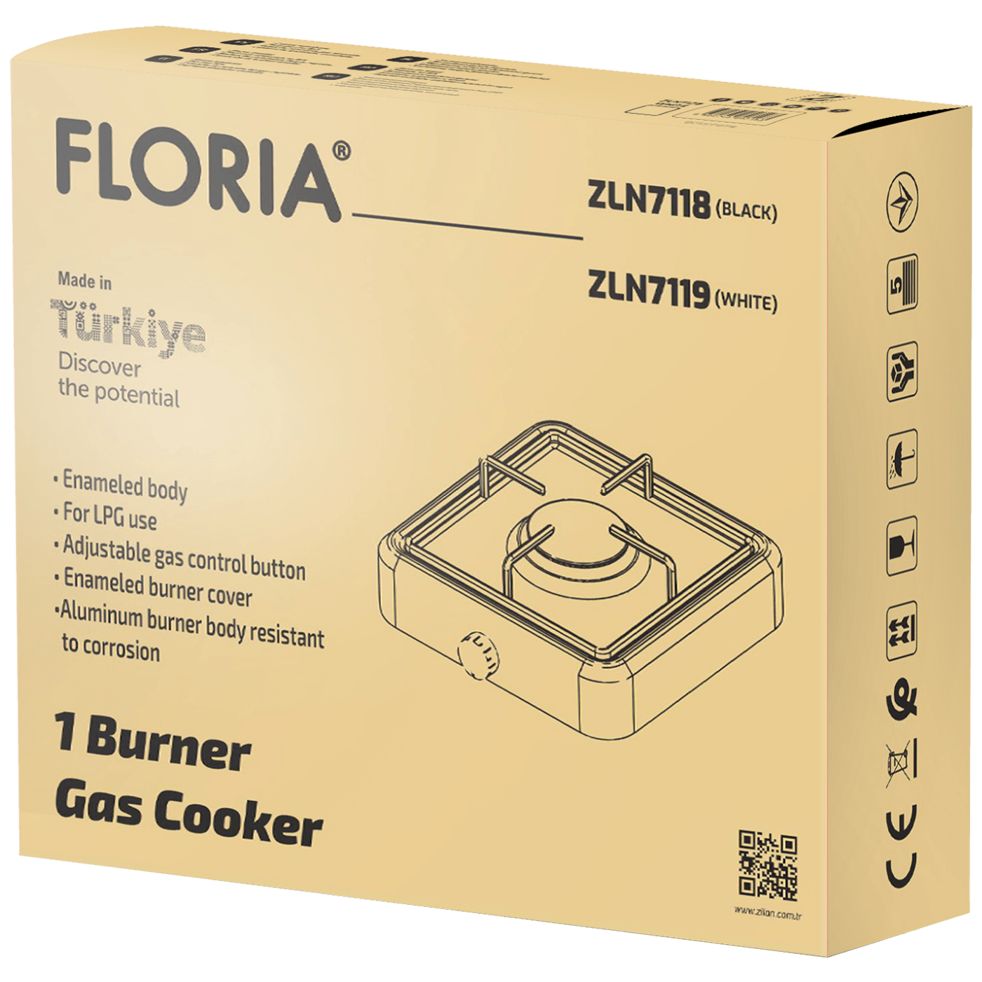 Floria Plinski gorilnik z 1 kuhališčem, bel - ZLN7119