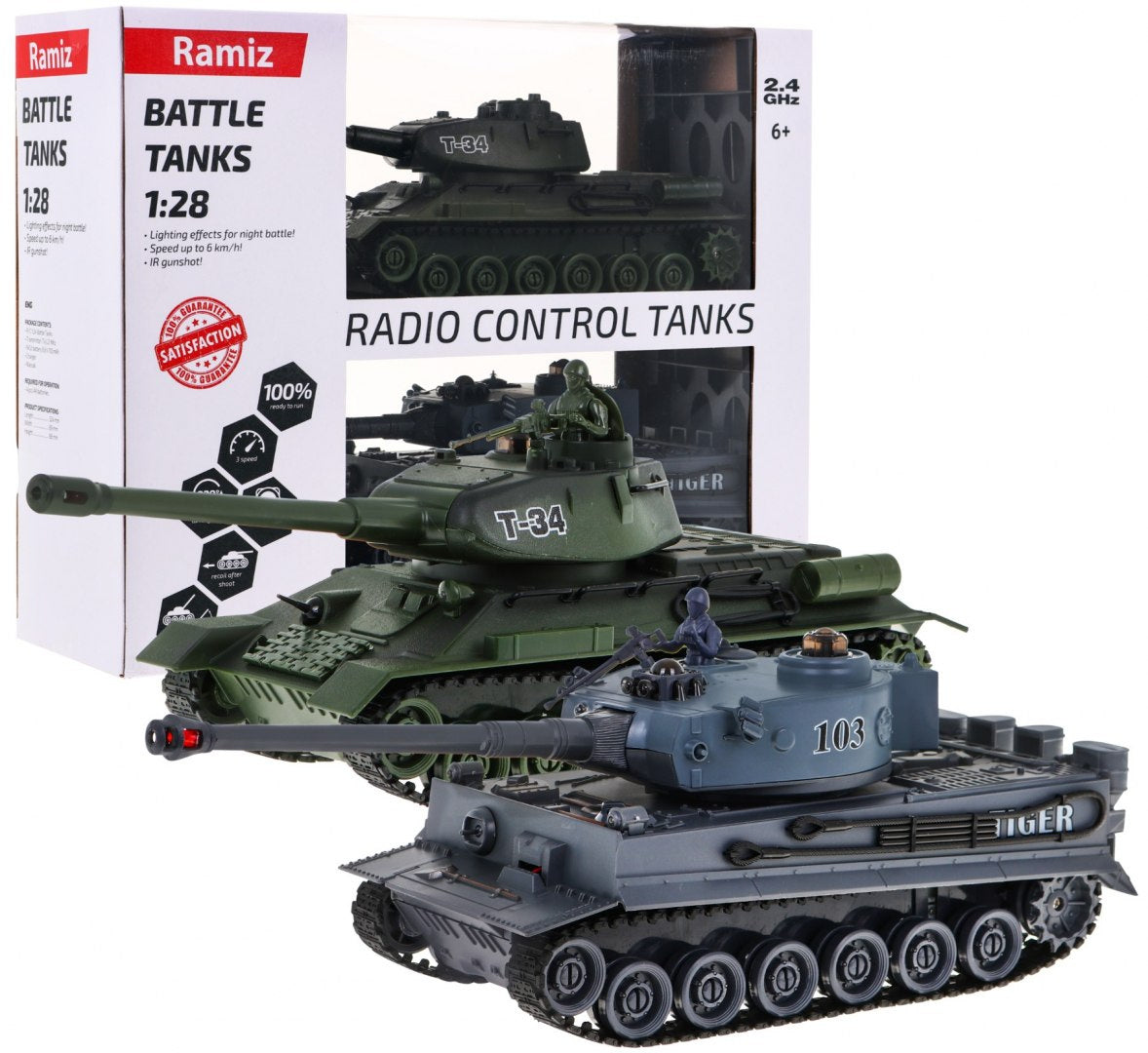 Tenkovi na daljinsko upravljanje 2u1 T-34 u omjeru 1:28 - plavi i zeleni