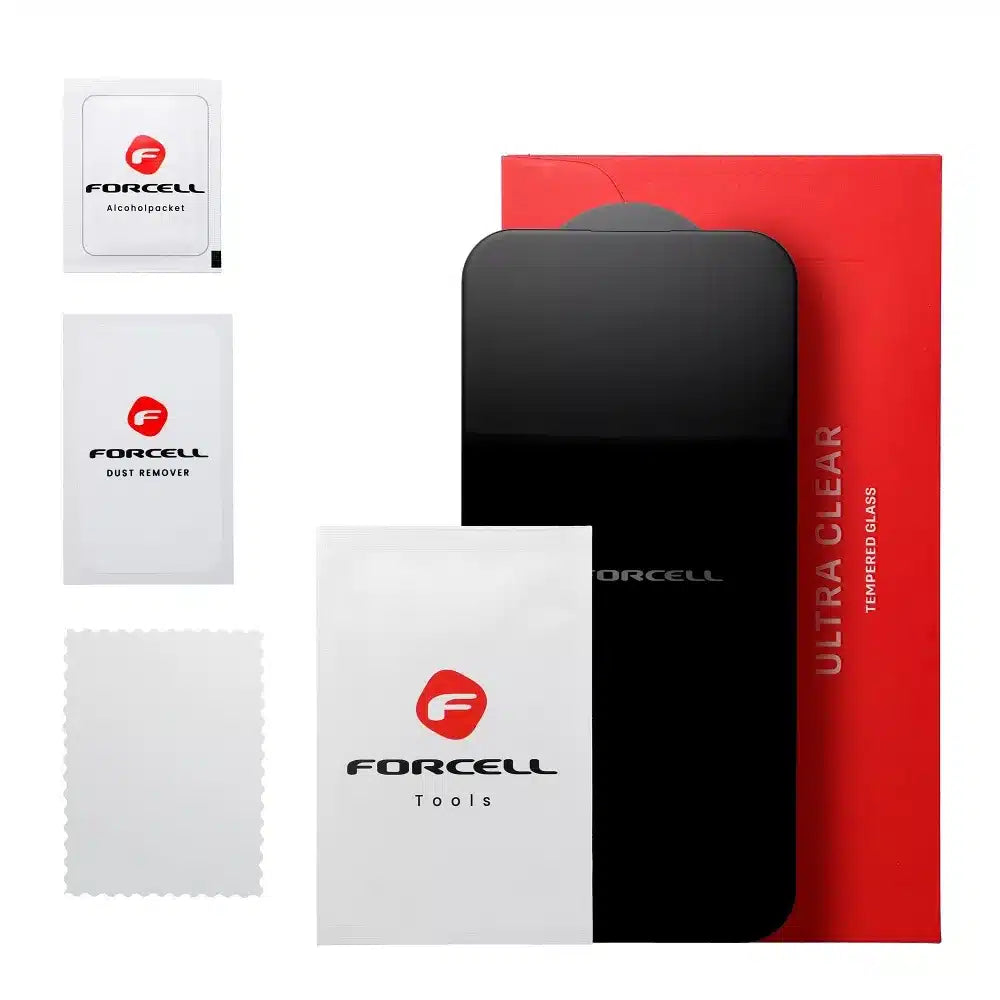 Kaljeno steklo Forcell Ultra Clear Glass za iPhone 16 Pro – črno