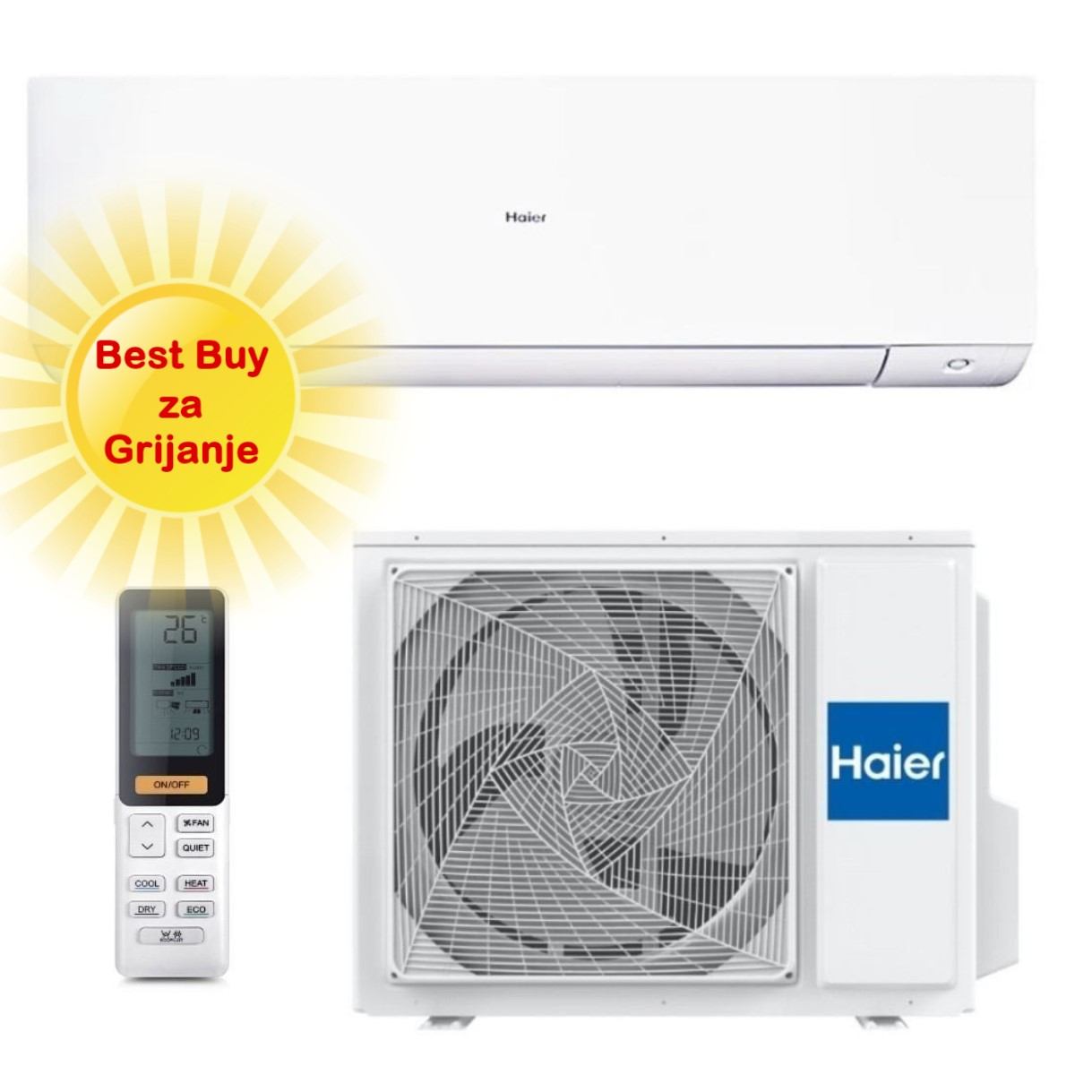 HAIER KLIMA UREĐAJ 3,5kW AS35XCAHRA/1U35S2SM1FA - Expert, za prostor do 35m2, A+++ energetska klasa