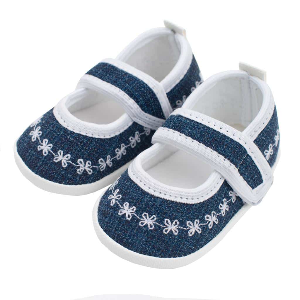 Baby papučice Jeans white (0-3m)