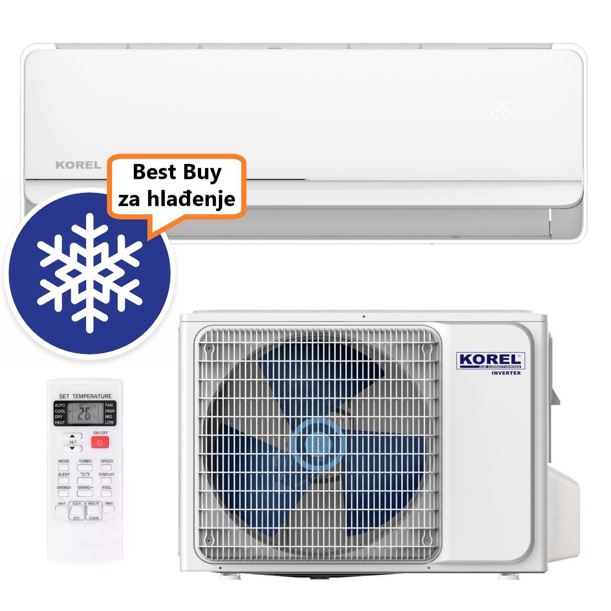 KOREL KLIMA UREĐAJ 5,1kW KSAFW-18DCE - FORWARD, za prostor do 50m2, A++ energetska klasa, Wi-Fi, R32