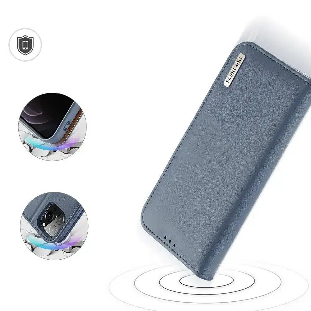 DUX DUCIS Hivo - usnjena denarnica za Apple iPhone 13 Pro Max modra