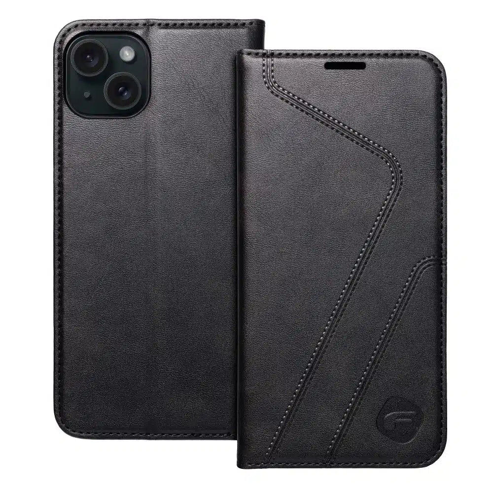 FORCELL F-PROTECT RFID Blocker preklopni ovitek za iPhone 15 Plus črn