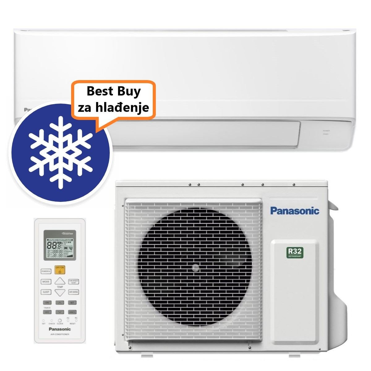 PANASONIC KLIMA UREĐAJ 6,0kW KIT-BZ60ZKE - Standardni inverter, za prostor do 60m2, A++ energetska klasa, R-32