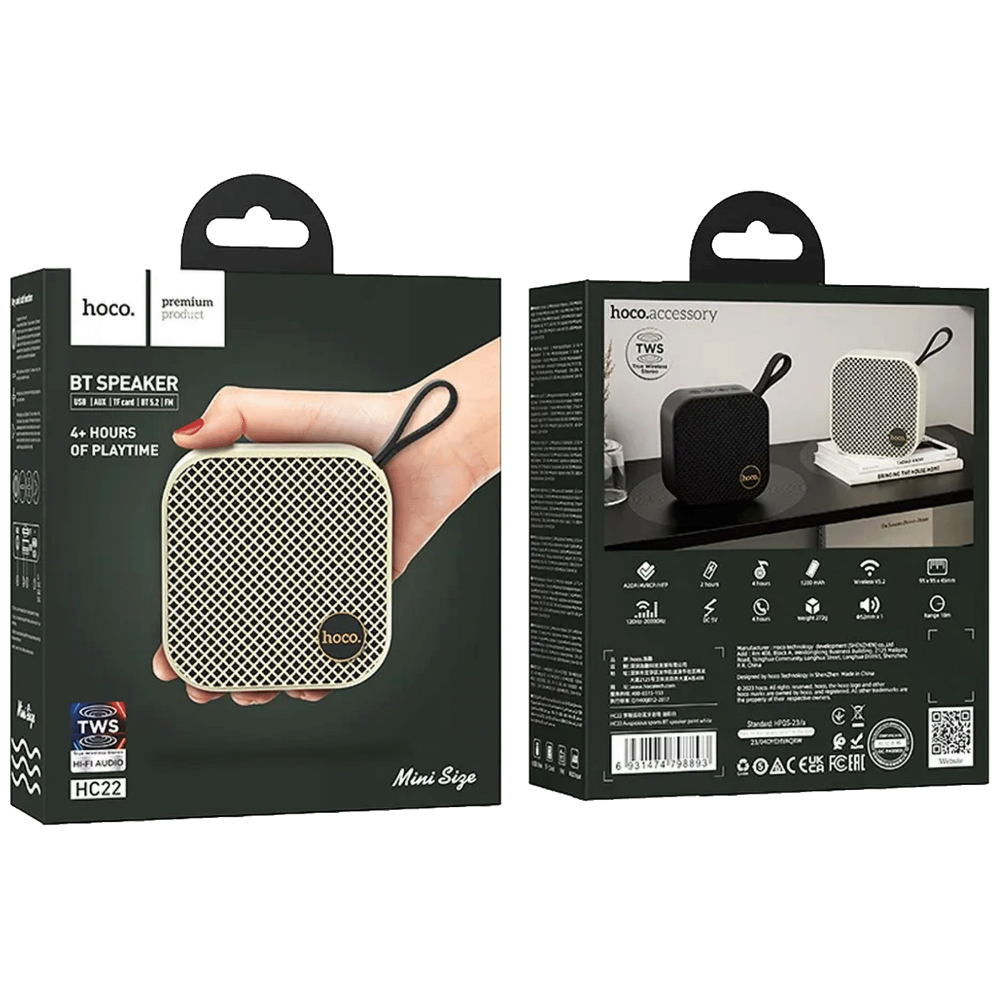 hoco. Zvučnik bežični, Bluetooth, 1200 mAh, 5W - HC22, Crni
