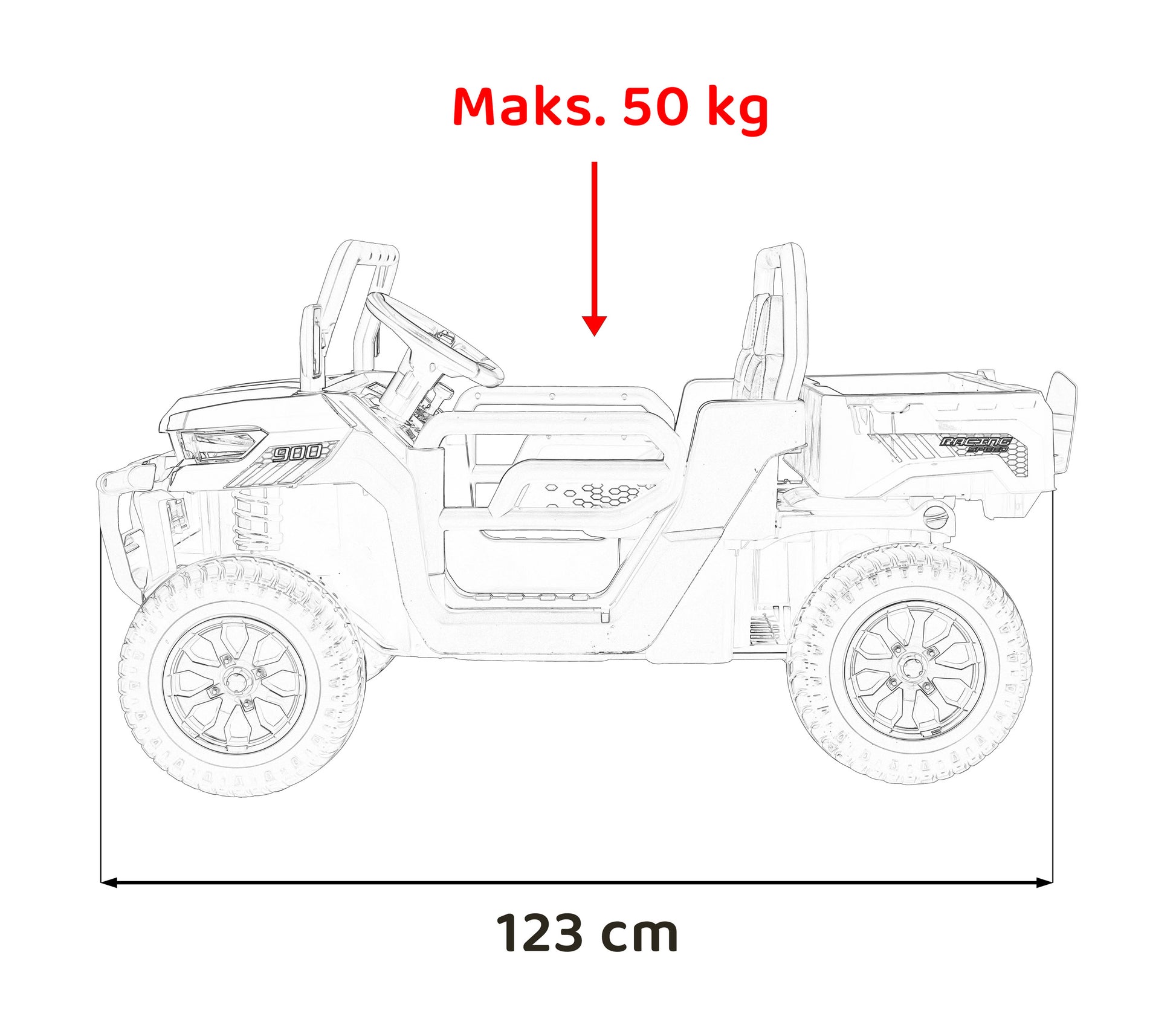 Auto na akumulator Pick-up Speed 900 4x4 - DVOSJED - crni