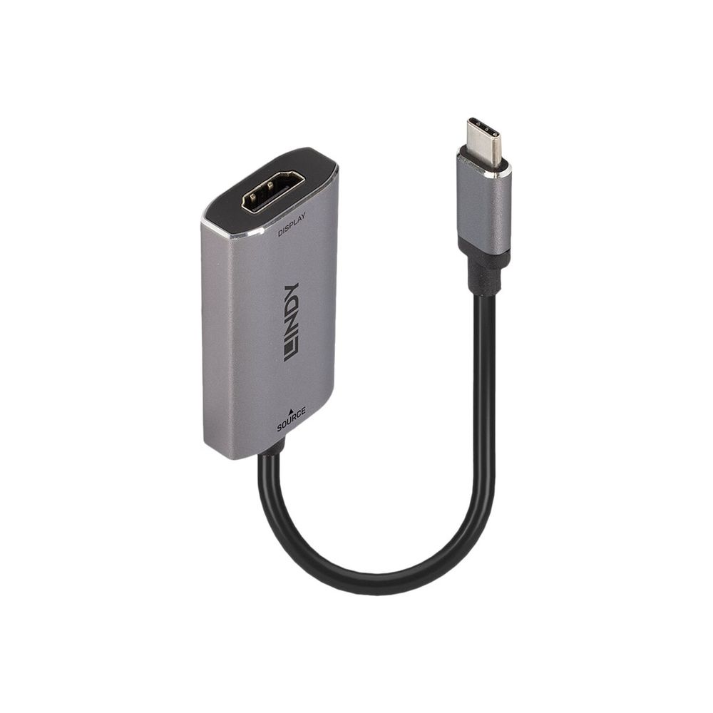 Lindy 43327 prilagodnik za video kabel 0,11 m USB Tip-C HDMI Crno, Sivo