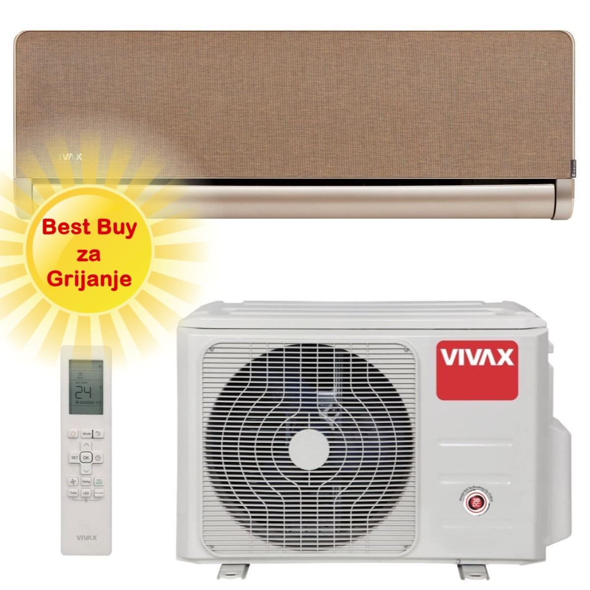 Vivax klima uređaj 3,52kW ACP-12CH35AEHI - H+ design, zlatna, za prostor do 35m2, A+++ energetska klasa