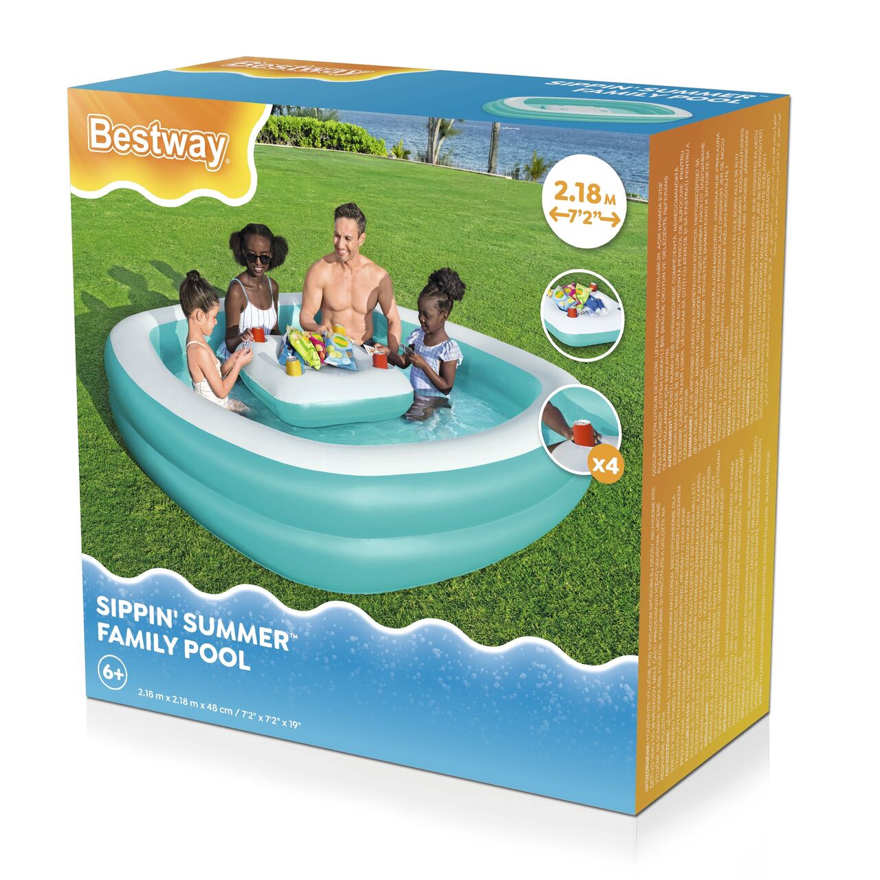 Bazen na napuhavanje  218x218x48cm + BESTWAY plutajući stol