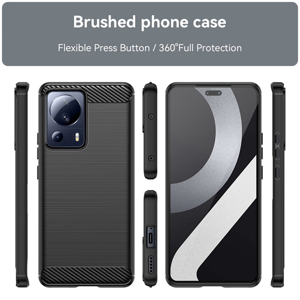 Techsuit Carbon Silicone ovitek za Xiaomi 13 Lite – črna