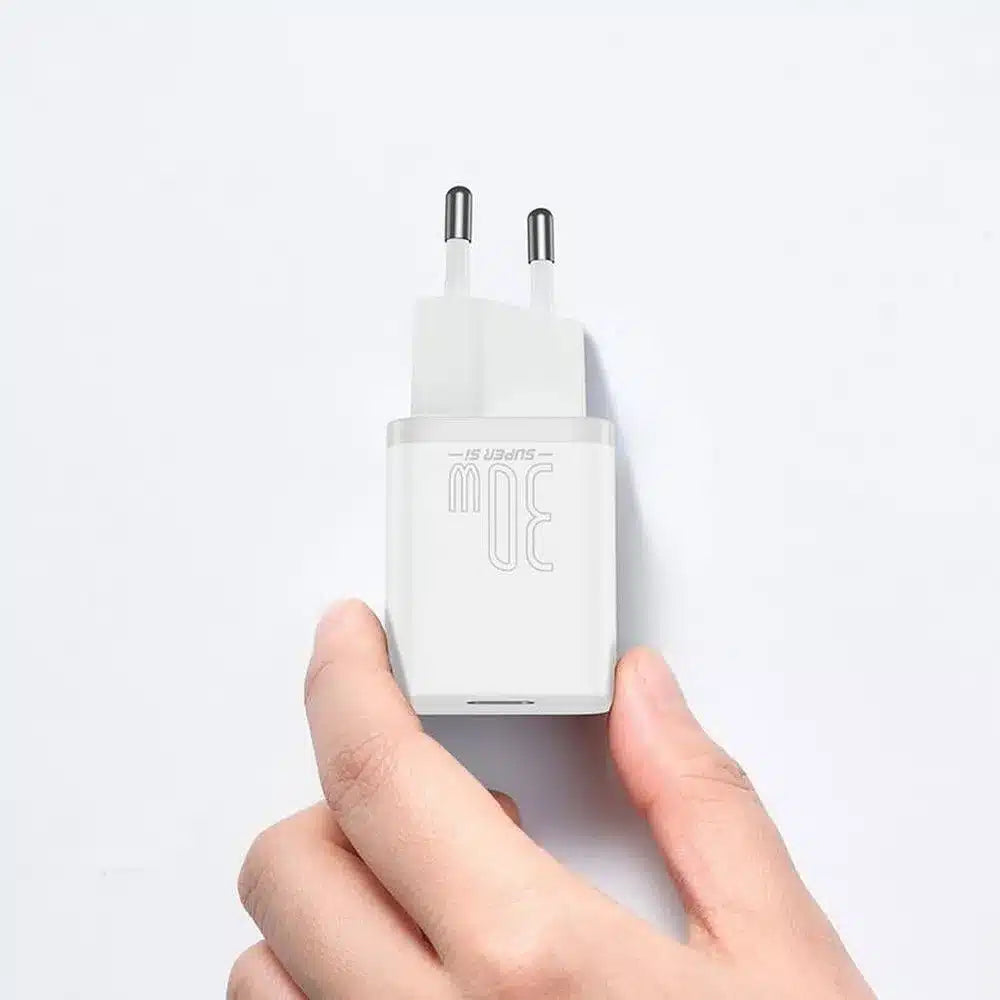 BASEUS stenski polnilec Type C Super Si Quick Charger IC PD 30W bel CCSUP-J02/CCCJG30CE